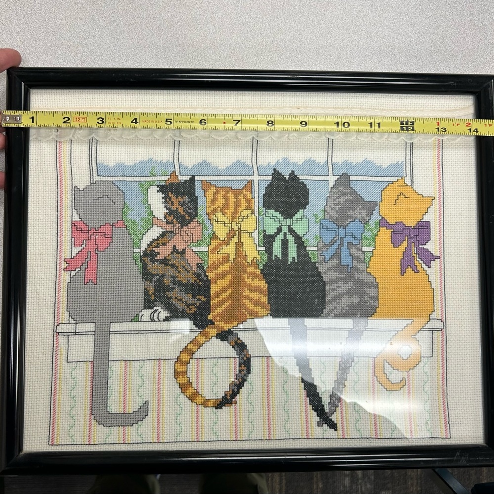 Hand Stitched Cat Art